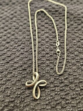 Retired James Avery Eternal Ribbon Cross Pendant Sterling Silver